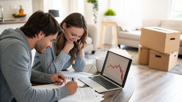Illustration of a homebuyer considering whether a slight mortgage rate drop will affect monthly payments and overall housing affordability.